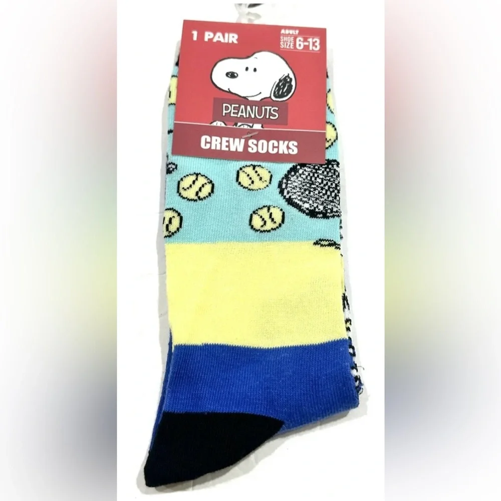Peanuts Crew Socks - Blue and Yellow - Picture 1 of 2